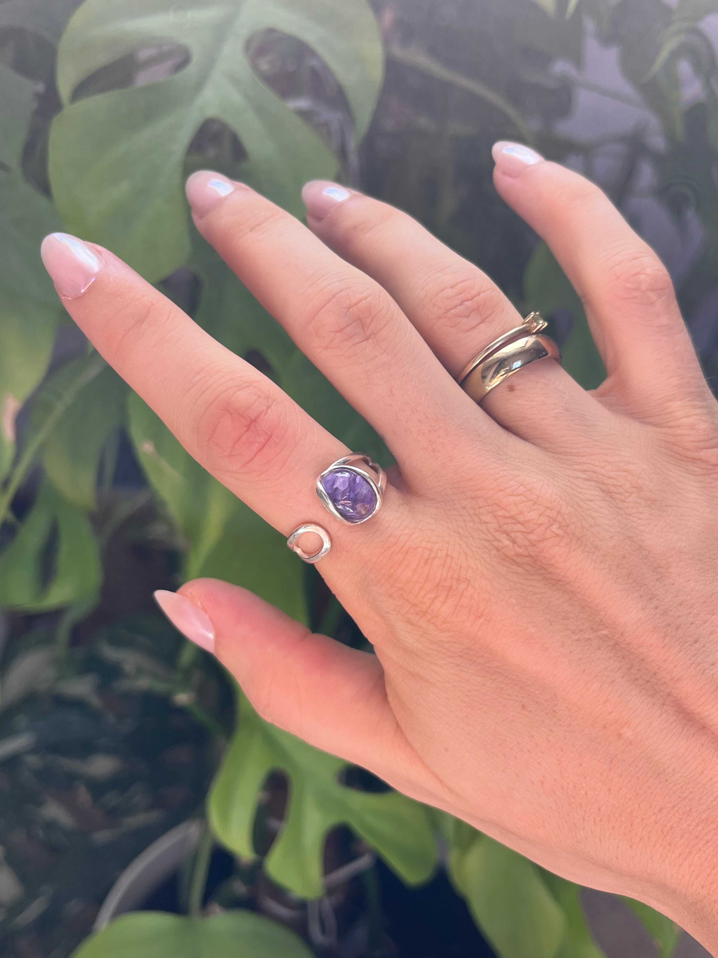 Charoit Ring 925 Silber verstellbar