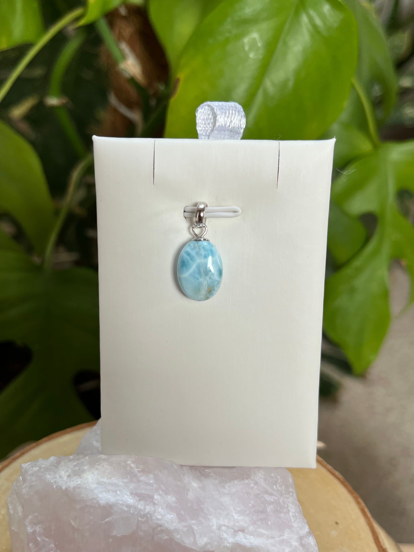 Larimar Anhänger 925 Silber Stiftöse