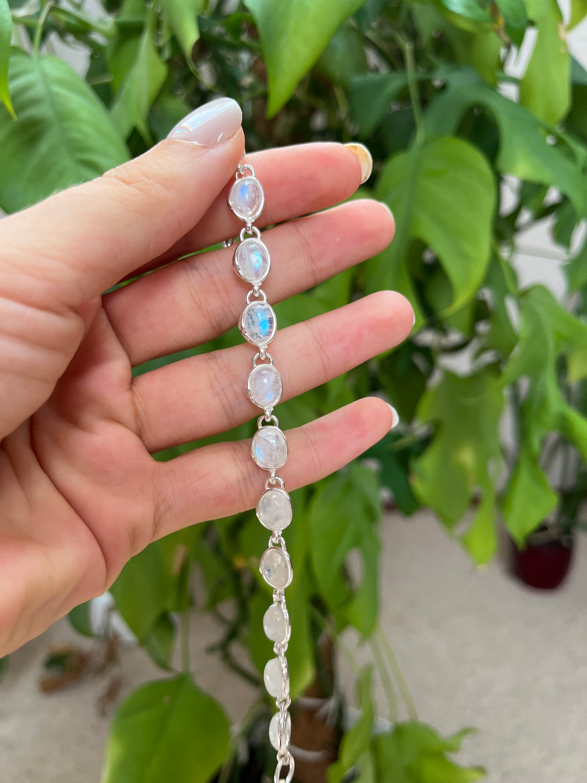 Weißes Labradorit Silber Armband
