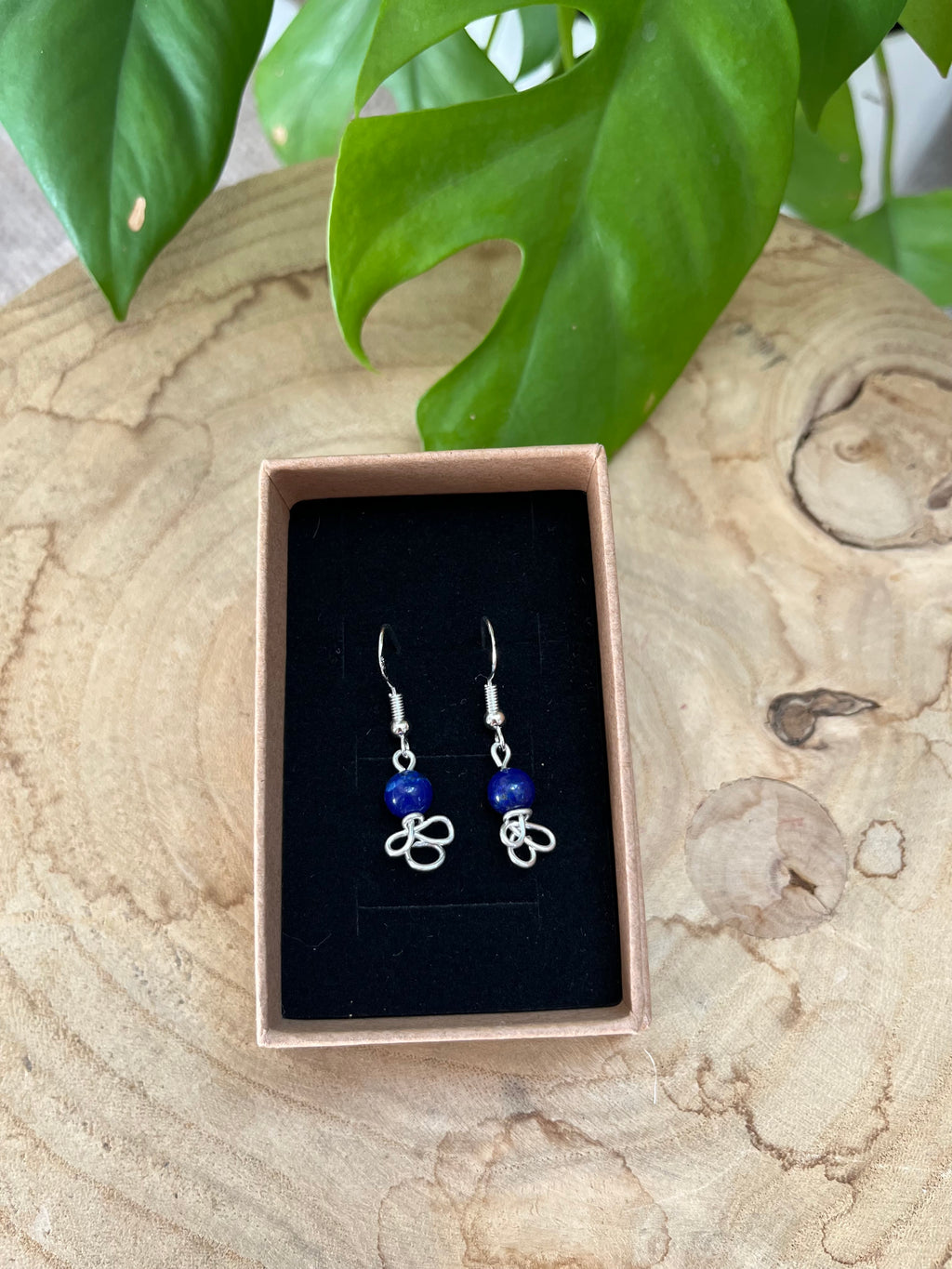Stirnchakra Schmuck-Set – 925 Silber Kette (45 cm), Ring & Ohrringe mit Lapislazuli