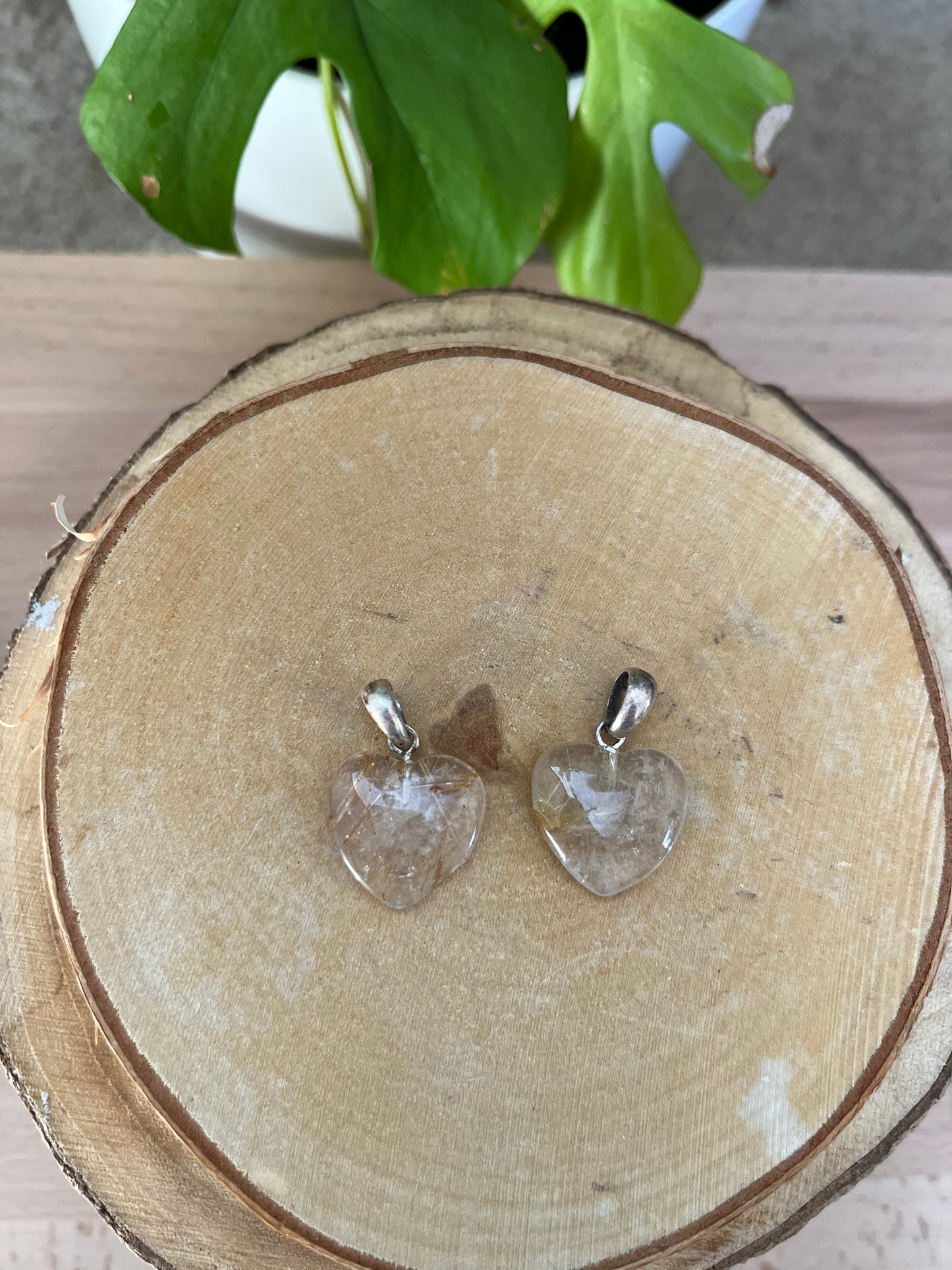 Rutilquarz Herz Anhänger – 925 Sterling Silber Öse