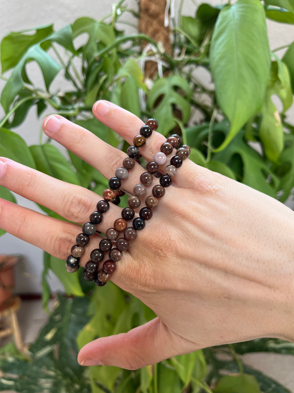 Versteinertes Holz Kugel Armband – Edelstein Armband für Erdung & Stabilität