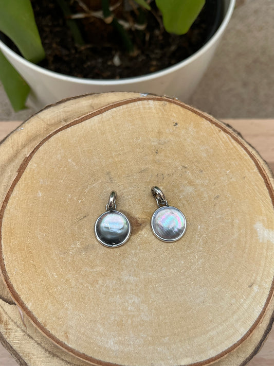 Perlmutt Kettenanhänger rund 925 Silber – Schimmernder Naturanhänger