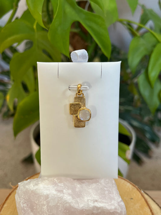 Weißer Labradorit Kettenanhänger – 925 Silber vergoldet