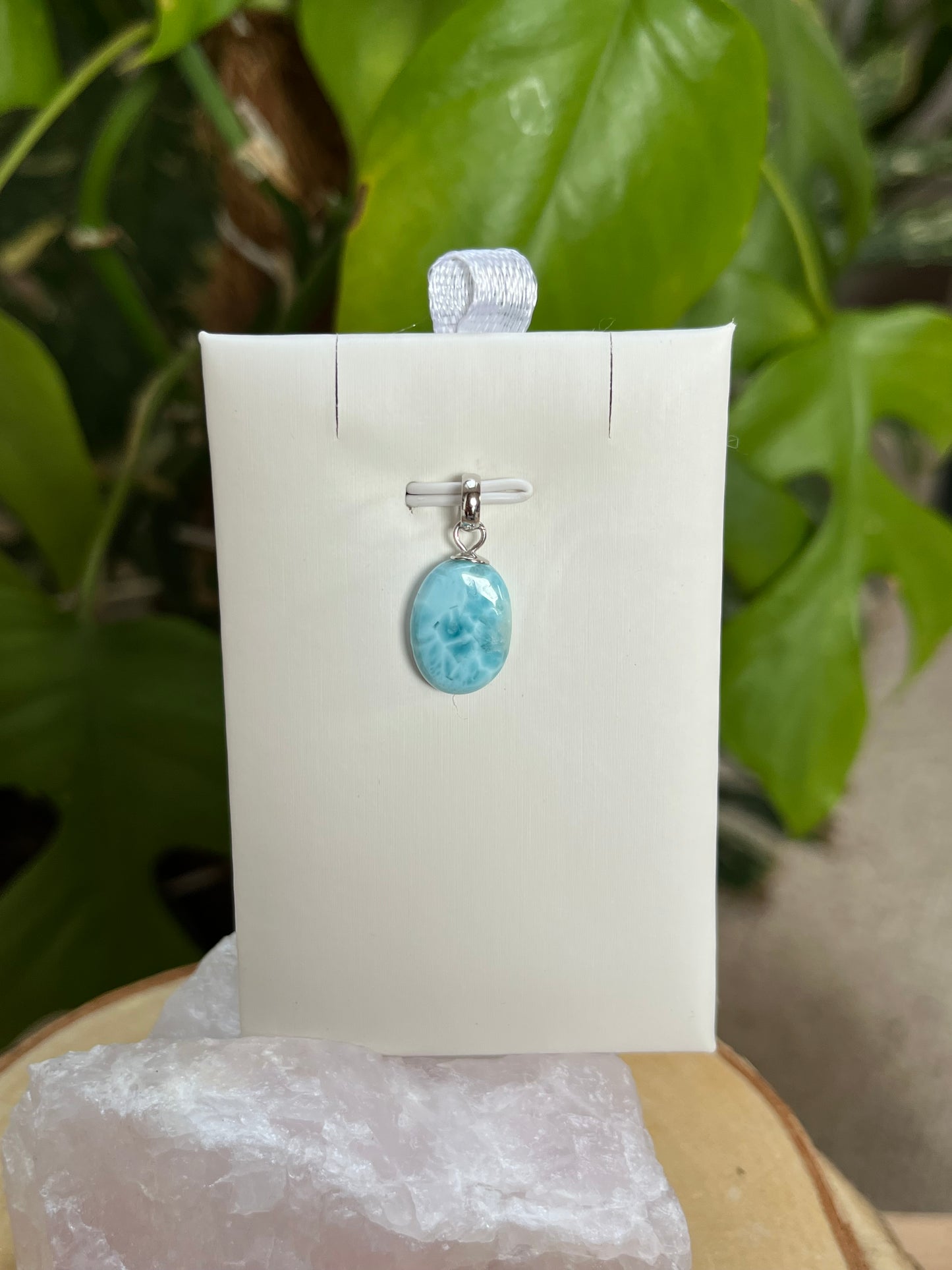 Larimar Anhänger 925 Silber Stiftöse