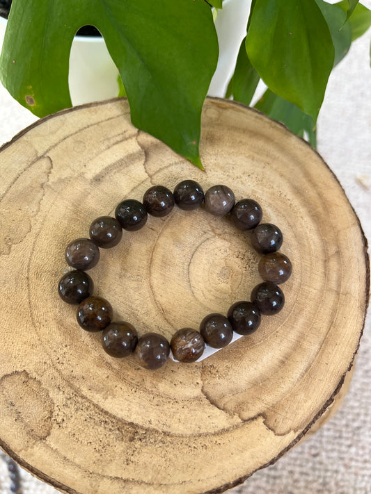 Versteinertes Holz Kugel Armband