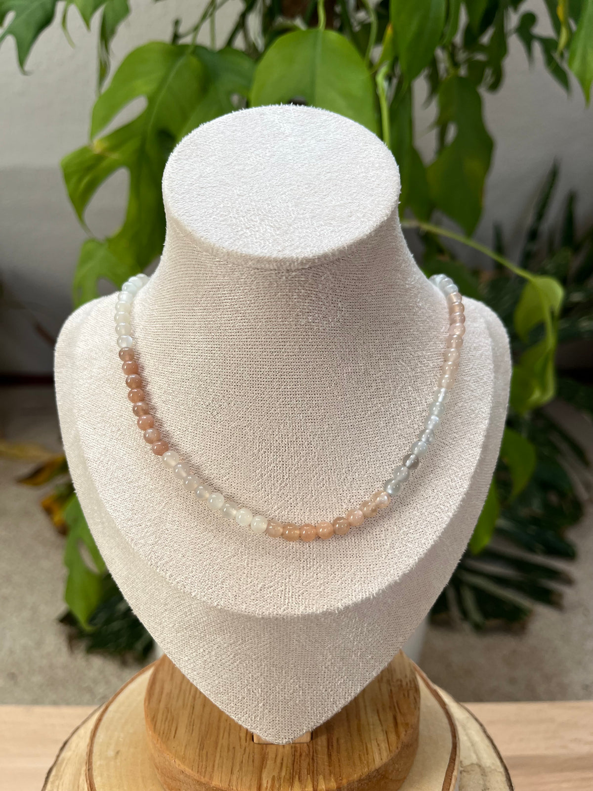 Mondstein bunt Collier 4 mm Kugeln AA Qualität | 45 cm