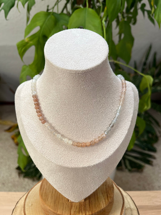 Mondstein bunt Collier 4 mm Kugeln AA Qualität | 45 cm