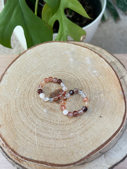 Feuerquarz Ring elasisch - 4mm Kugeln