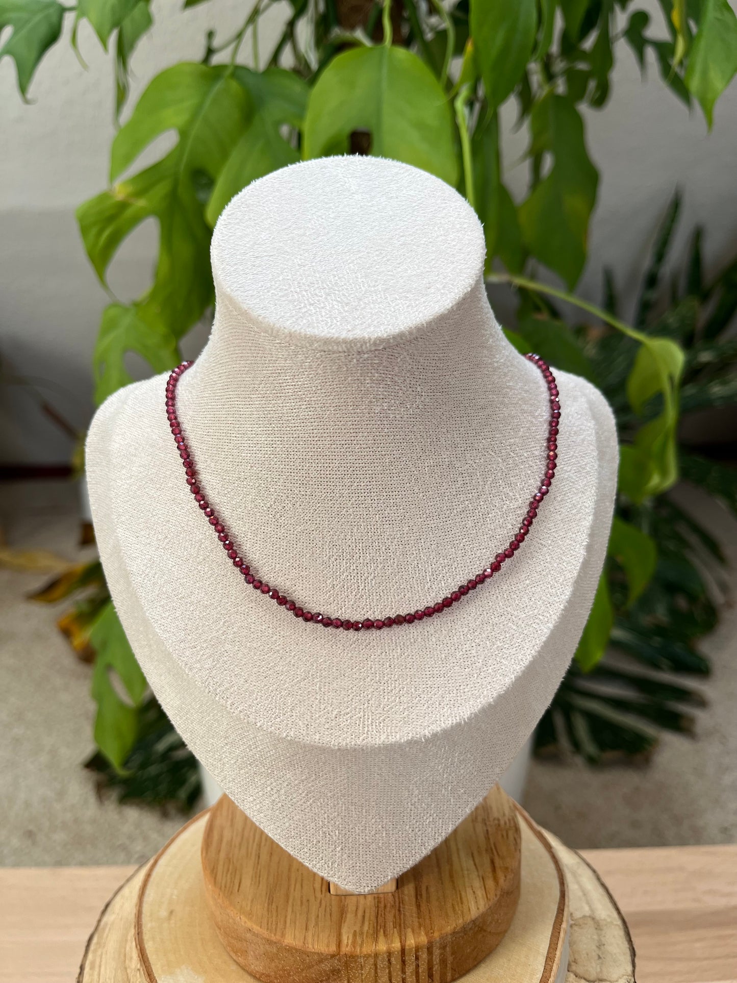 Granat Collier 2 mm facettiert – 925 Verschluss| 45 cm