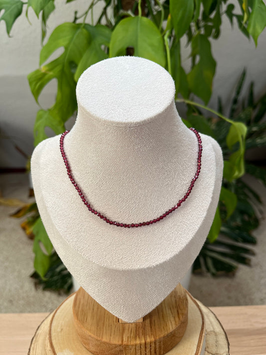 Granat Collier 2 mm facettiert – 925 Verschluss| 45 cm